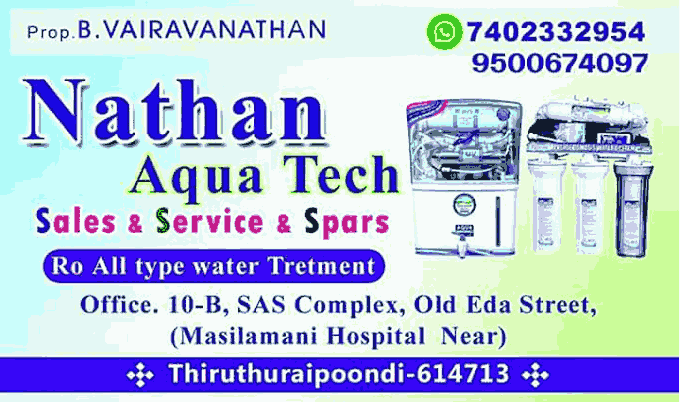 Nathan Aqua RO Water Purifier dealers in Thiruthuraipoondi